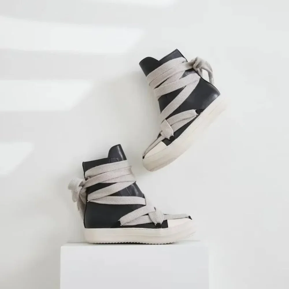 Men Woman Casual Lace-up Thick Soled Trendy Shoes,Street Motorcycle Sneakers - Picture 3 of 6